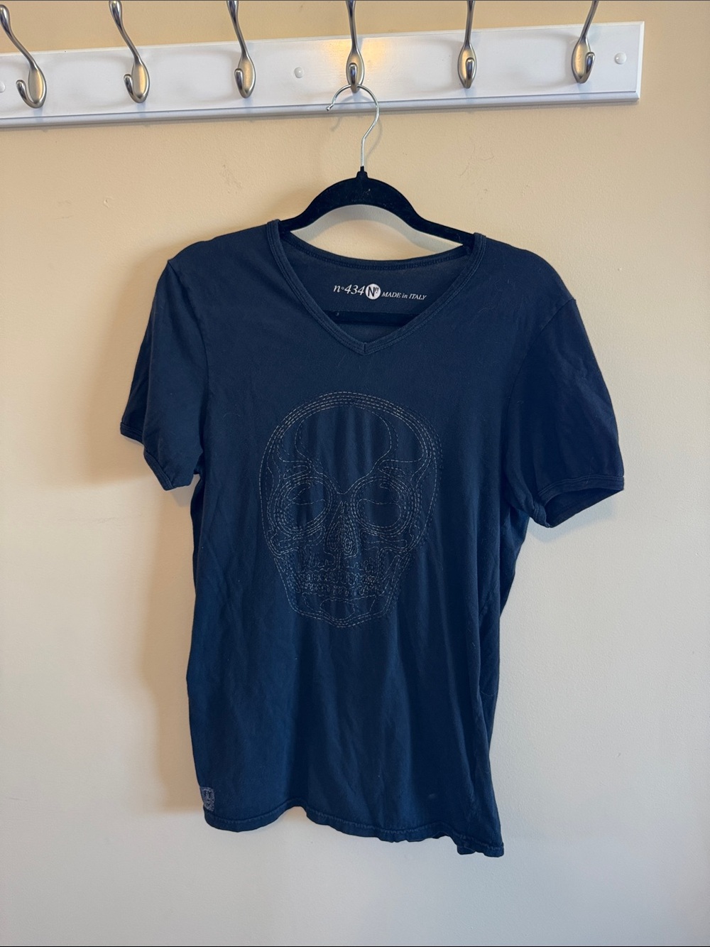 NFY Black V-Neck Skull Short Sleeve Tee